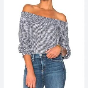 Rag & Bone /Jean Gingham Off-The-Shoulder top pumpkin patch grunge cottage farm